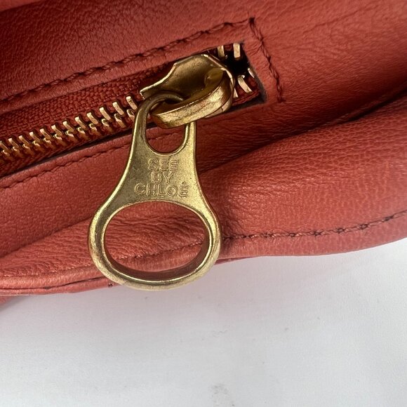 See by Chloé Cognac Leather Shoulder Bag with Removable Coin Pouch - Picture 9 of 11